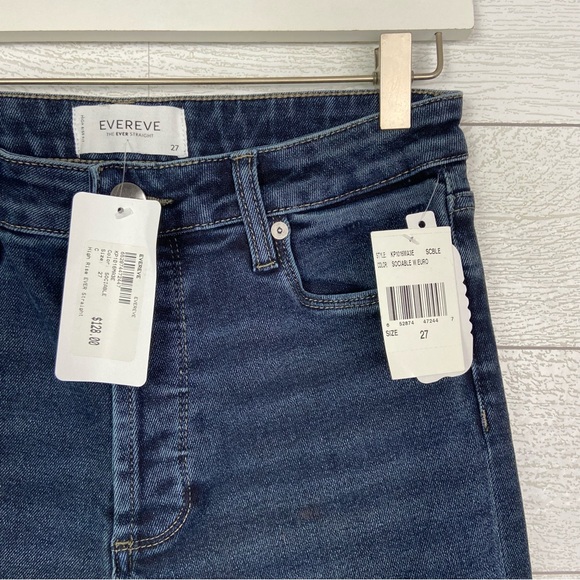 NWT EVEREVE High Rise Ever Straight Jeans Dark Denim 27 Sociable Stretch - Picture 3 of 4